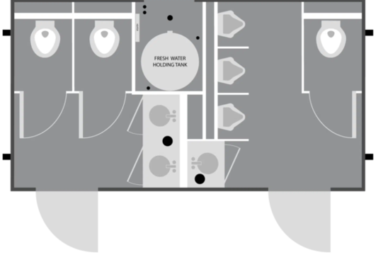 Floor Plan For Restroom Trailer Rental in Madera Ca